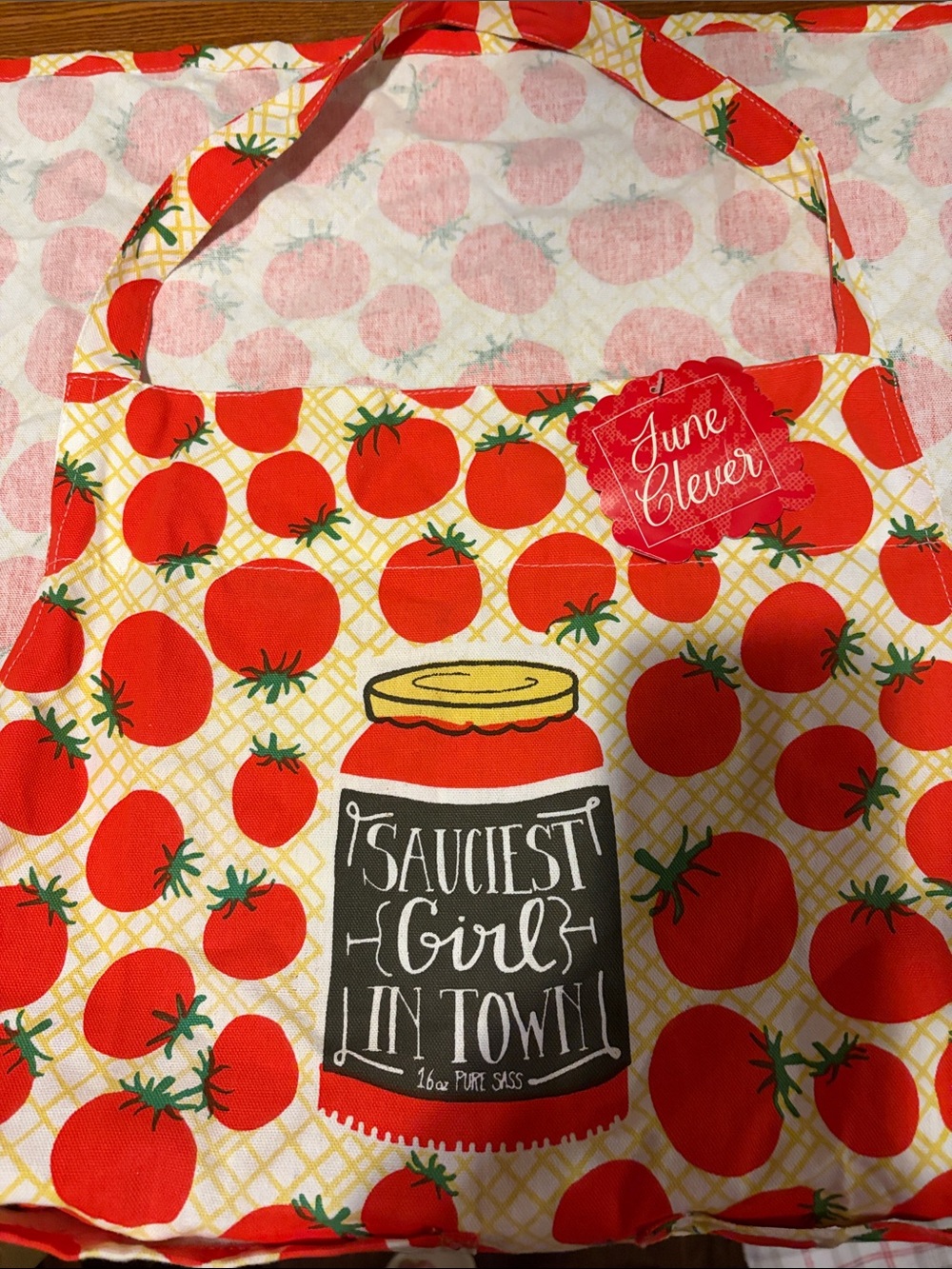 June Clever Tomato-Print Apron in Red
